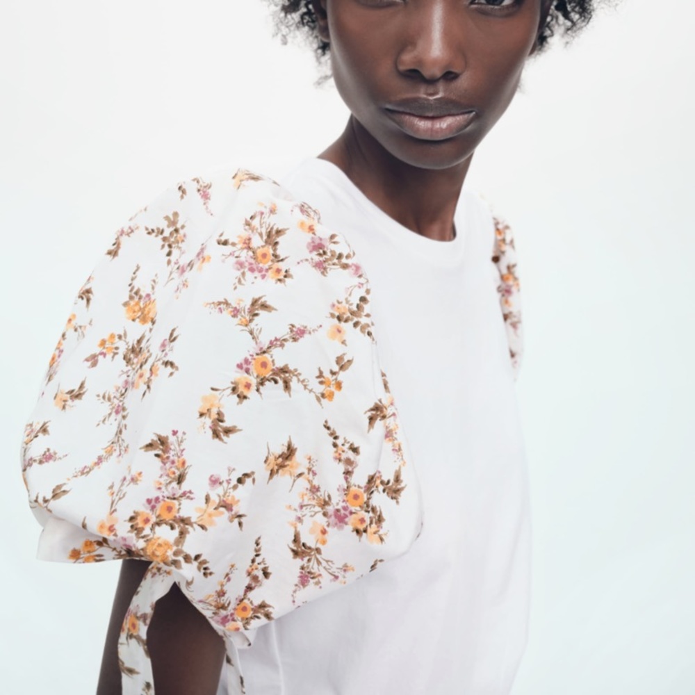 Zara NWT contrasting floral shirt